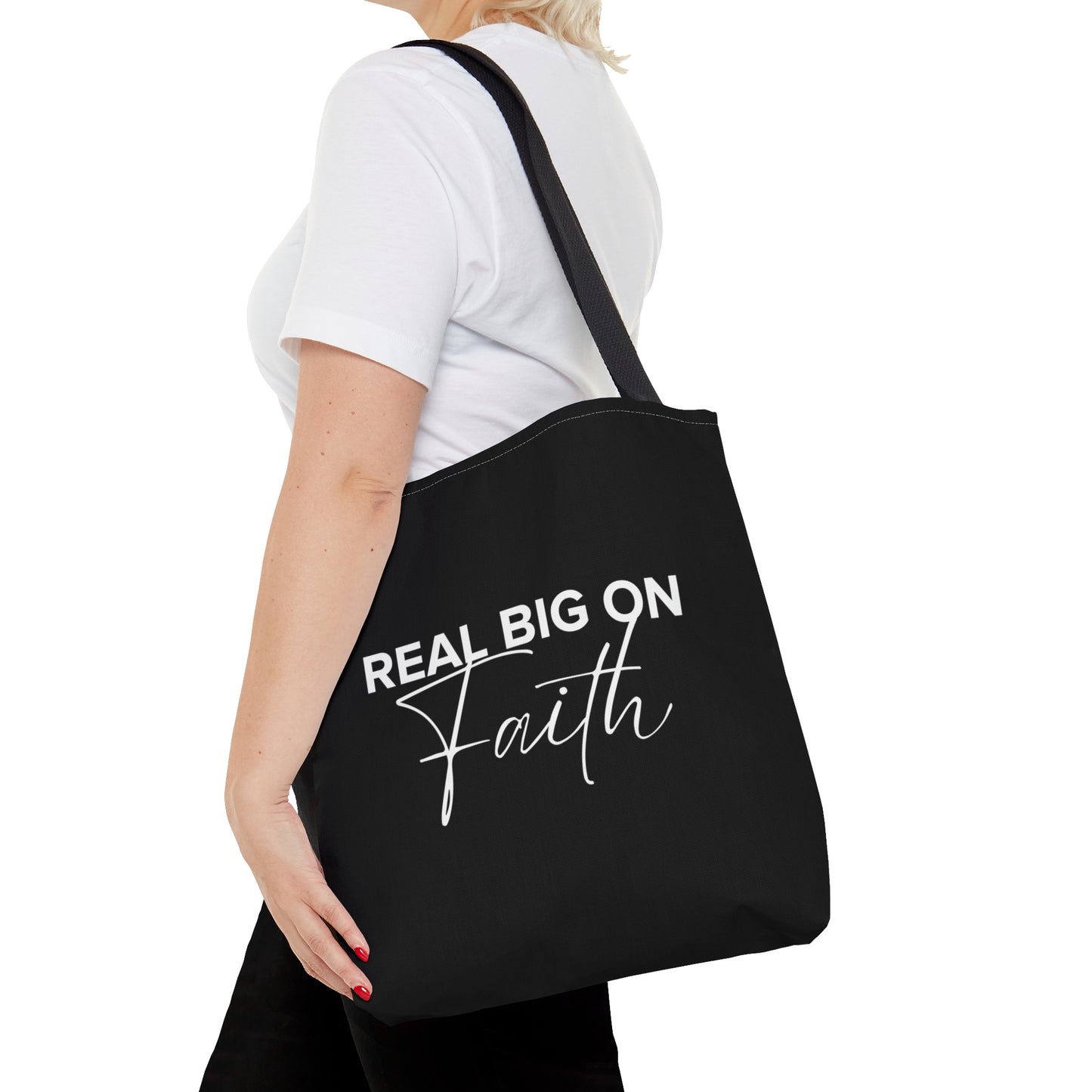 Real Big On Faith Tote Bag (AOP)(Black)