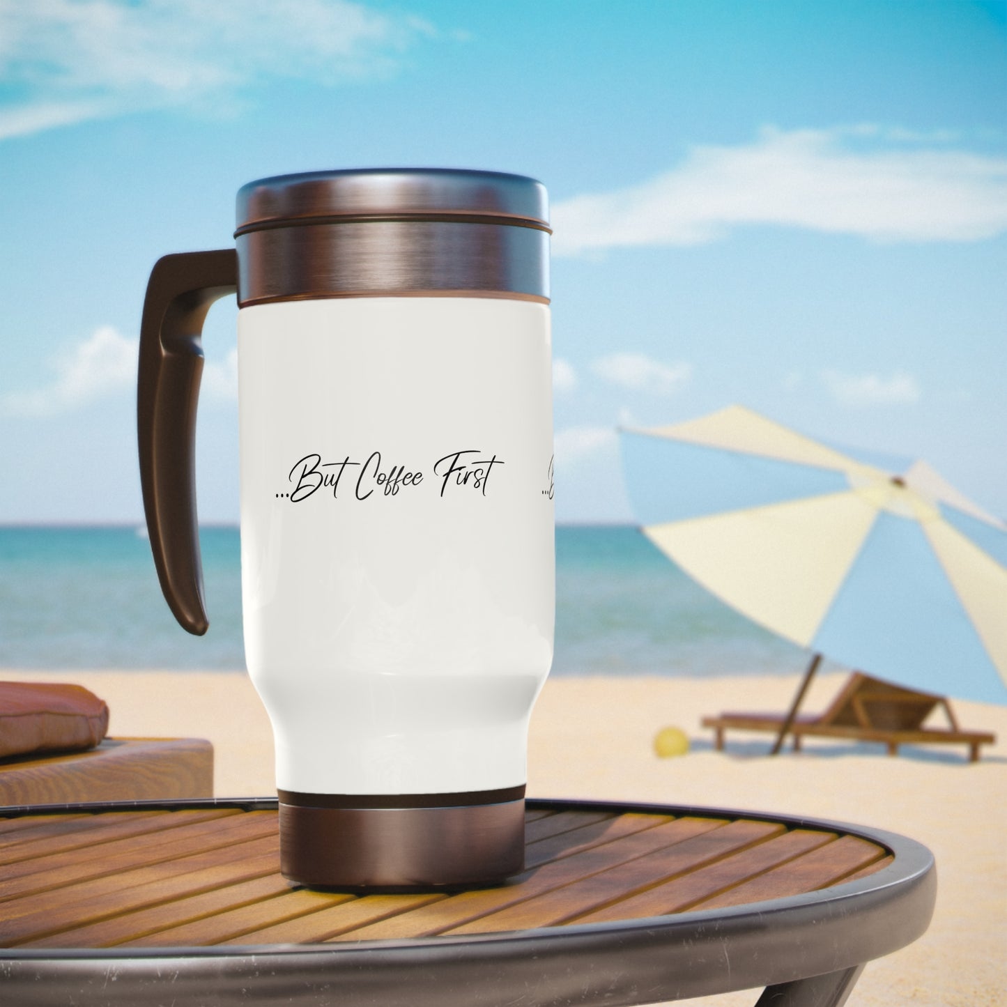 But Coffee First Stainless Steel Travel Mug with Handle, 14oz