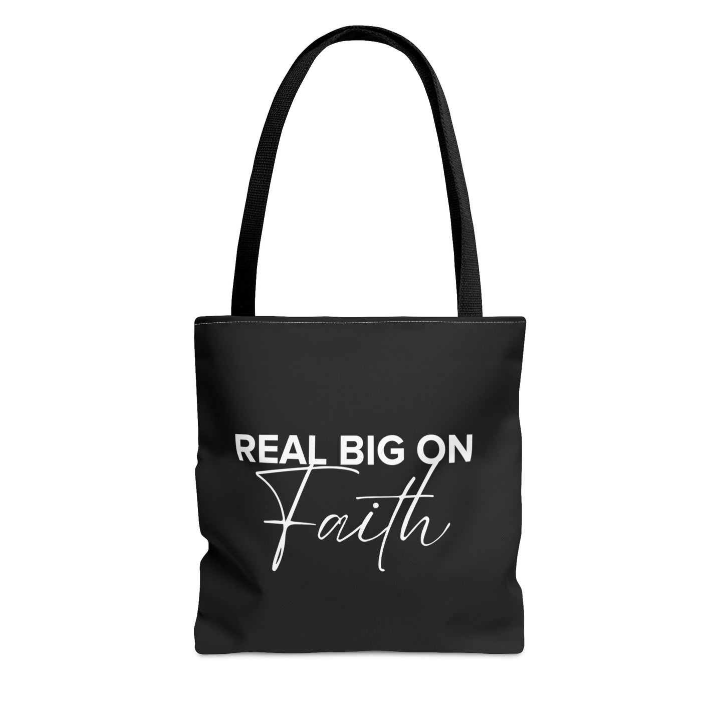 Real Big On Faith Tote Bag (AOP)(Black)