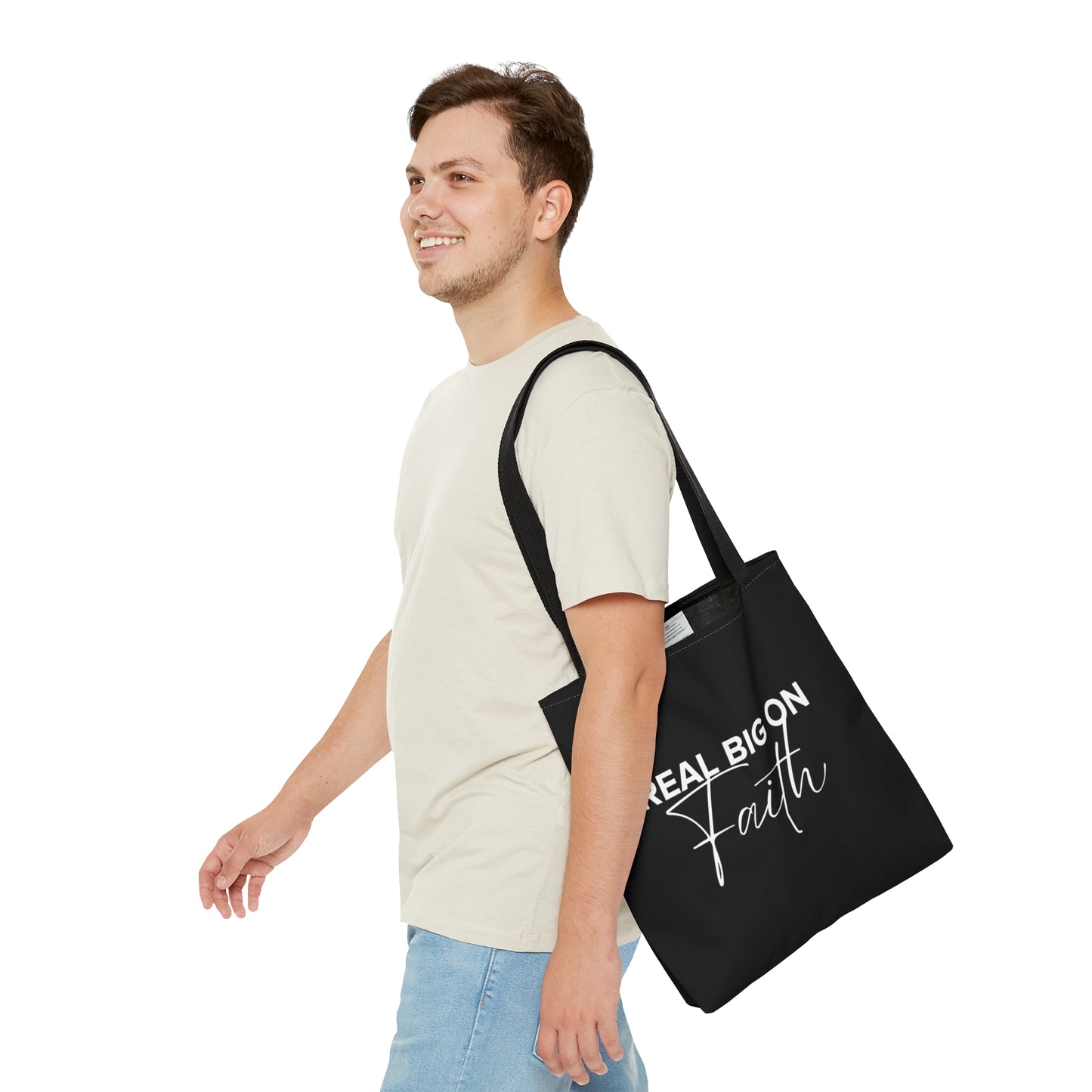 Real Big On Faith Tote Bag (AOP)(Black)