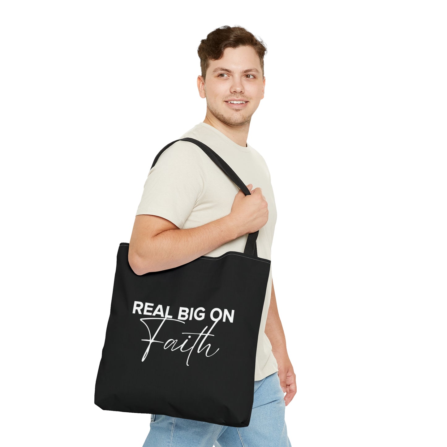 Real Big On Faith Tote Bag (AOP)(Black)