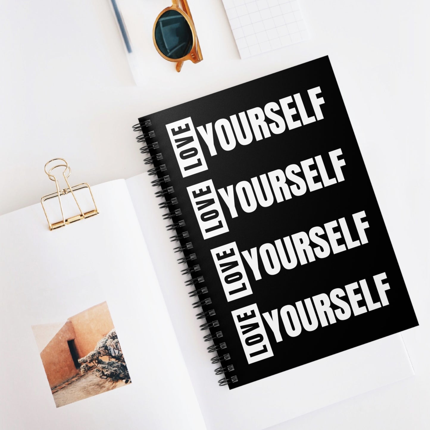 Love Yourself Spiral Notebook - Ruled Line (Black)