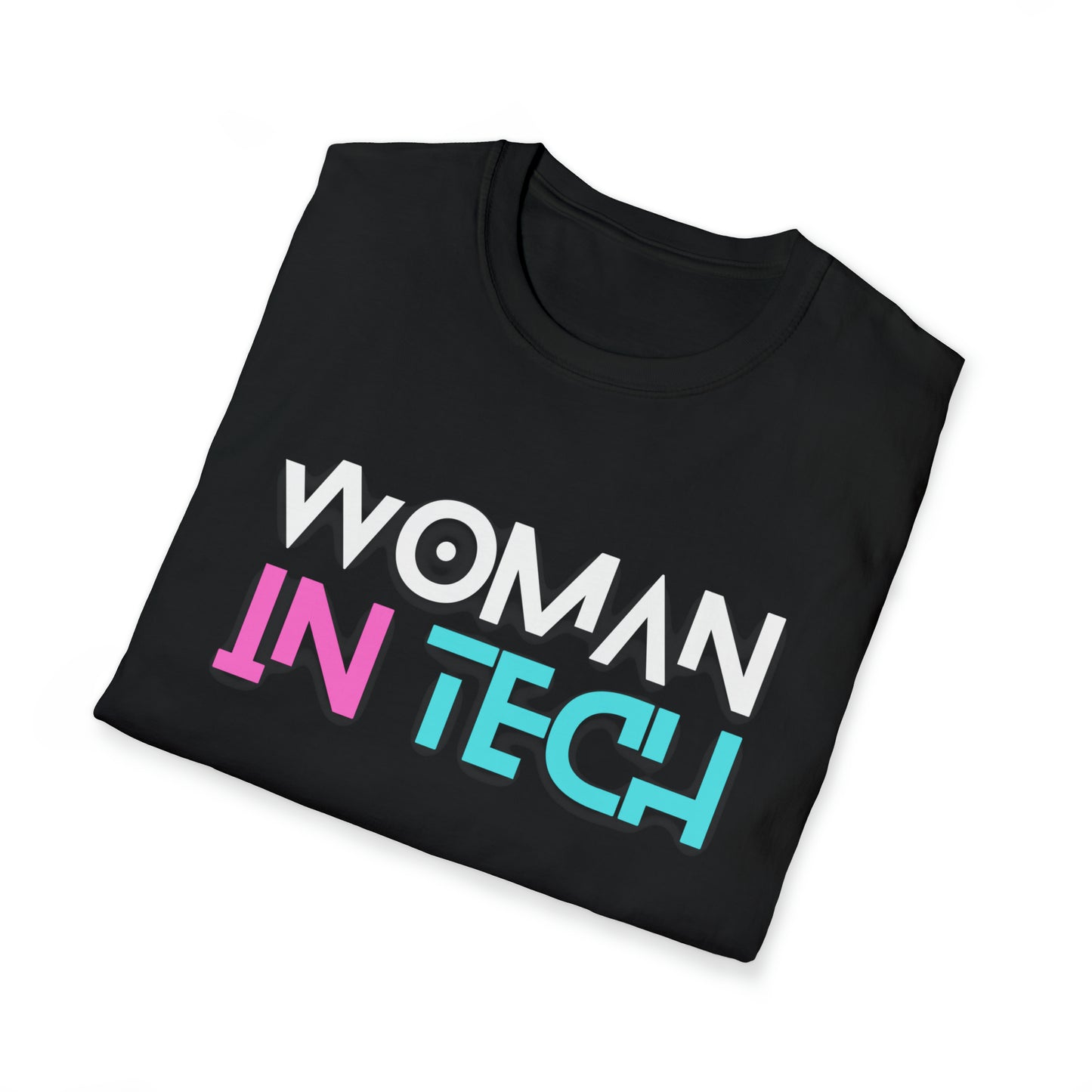 Woman In Tech Unisex Softstyle T-Shirt (Black)
