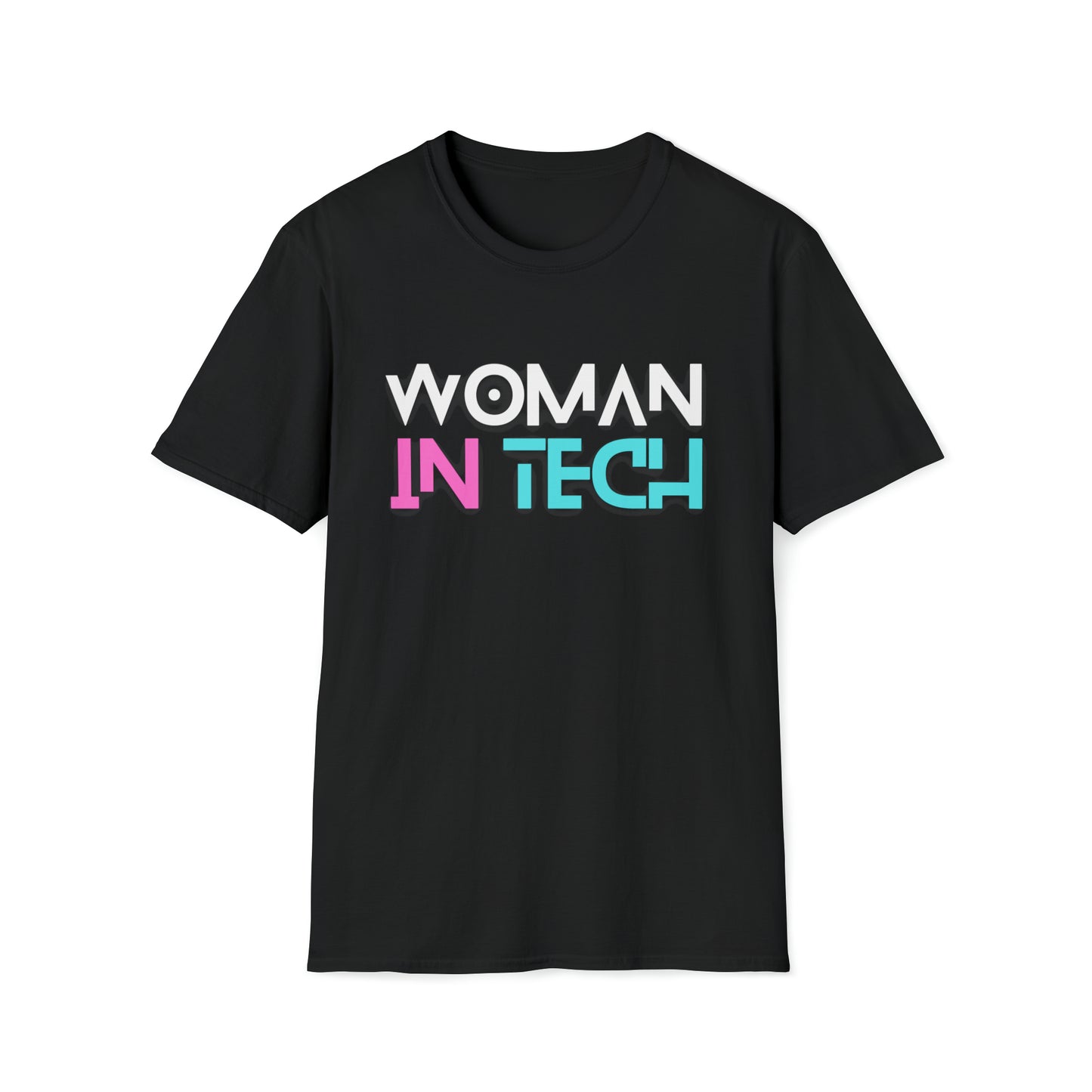Woman In Tech Unisex Softstyle T-Shirt (Black)