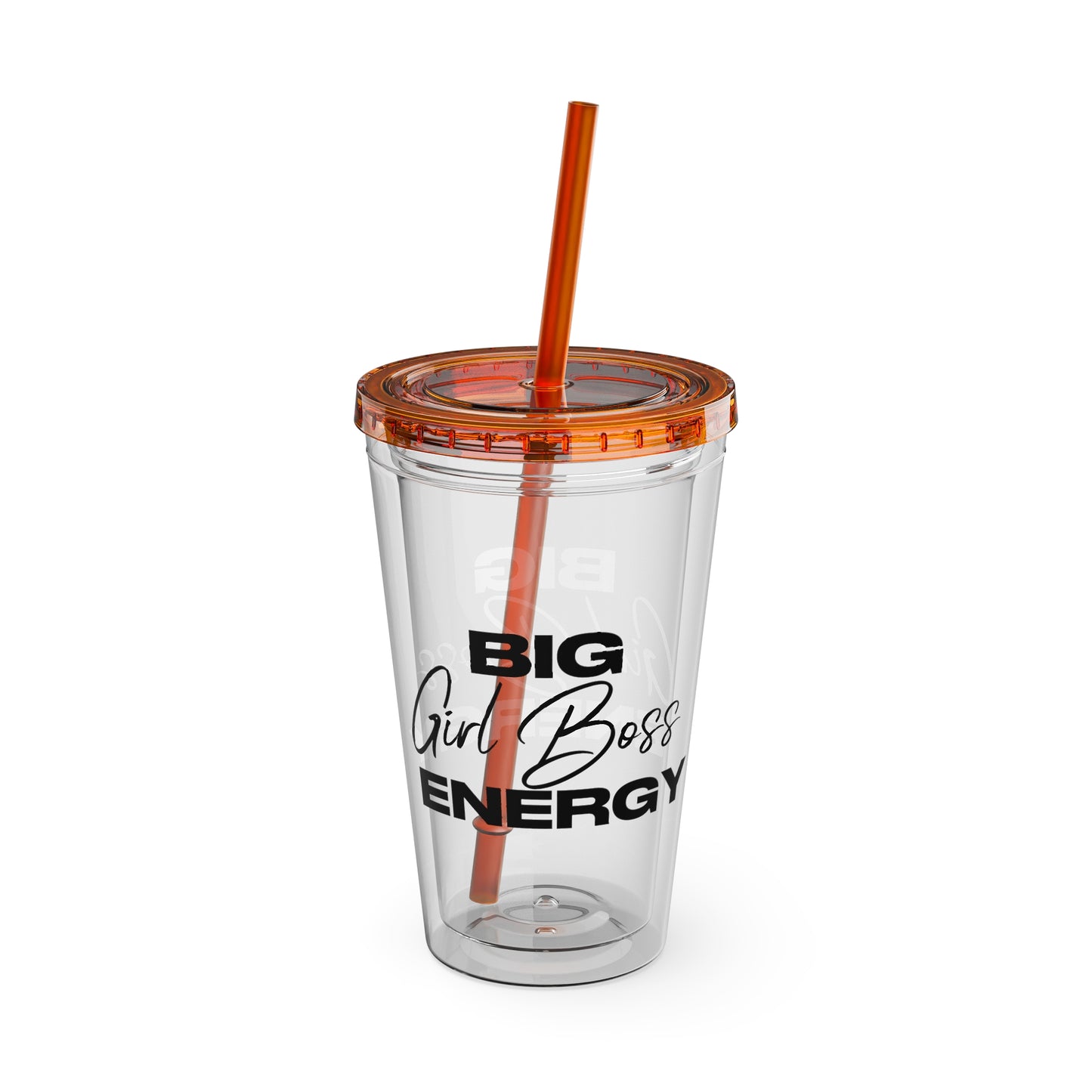 Big Girl Boss Energy Sunsplash Tumbler with Straw, 16oz (Multiple Colors)