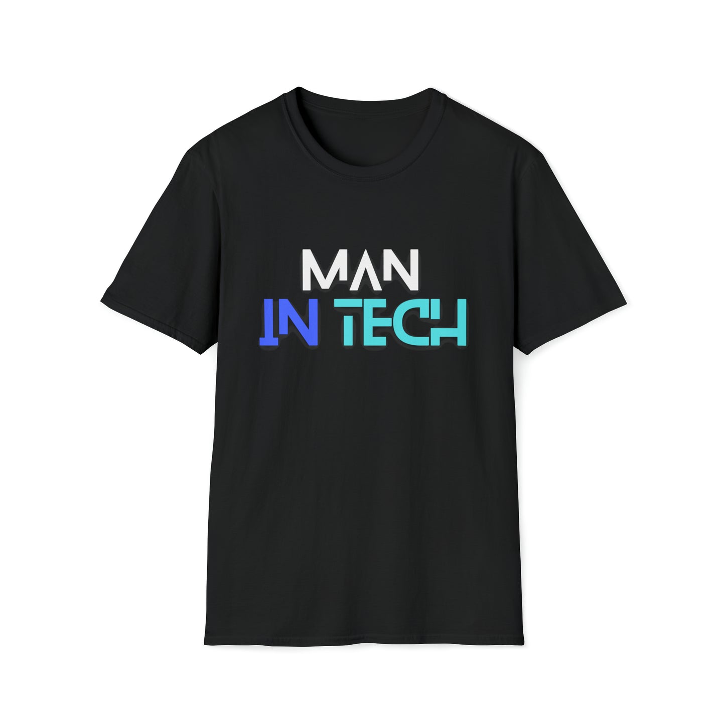 Man In Tech Unisex Softstyle T-Shirt (Black)
