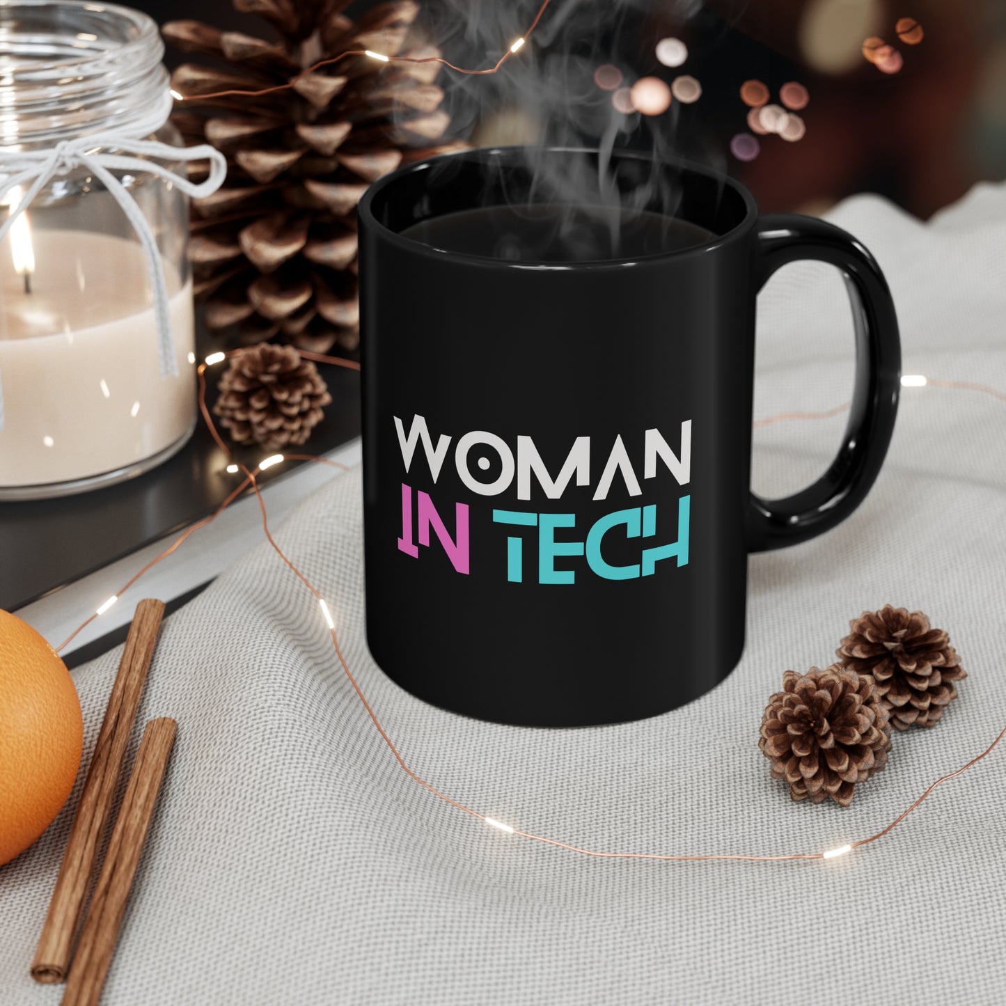 Woman In Tech 11oz Black Mug