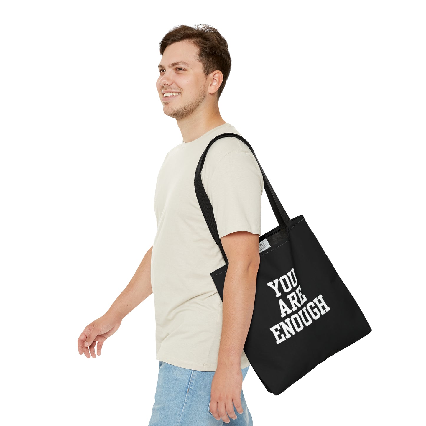 You Are Enough Tote Bag (AOP)(Black)