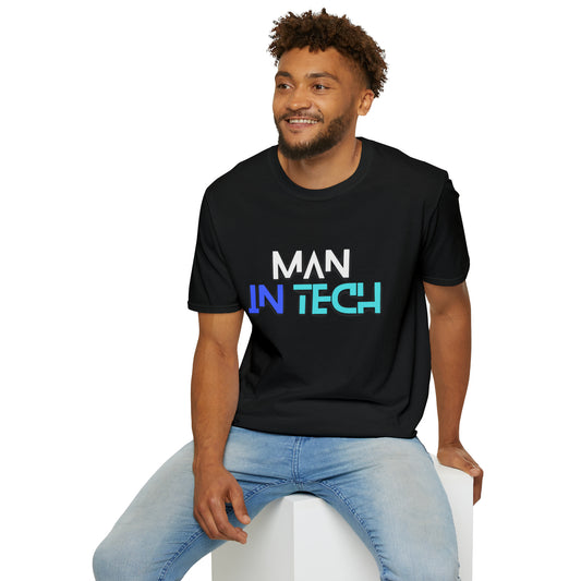 Man In Tech Unisex Softstyle T-Shirt (Black)