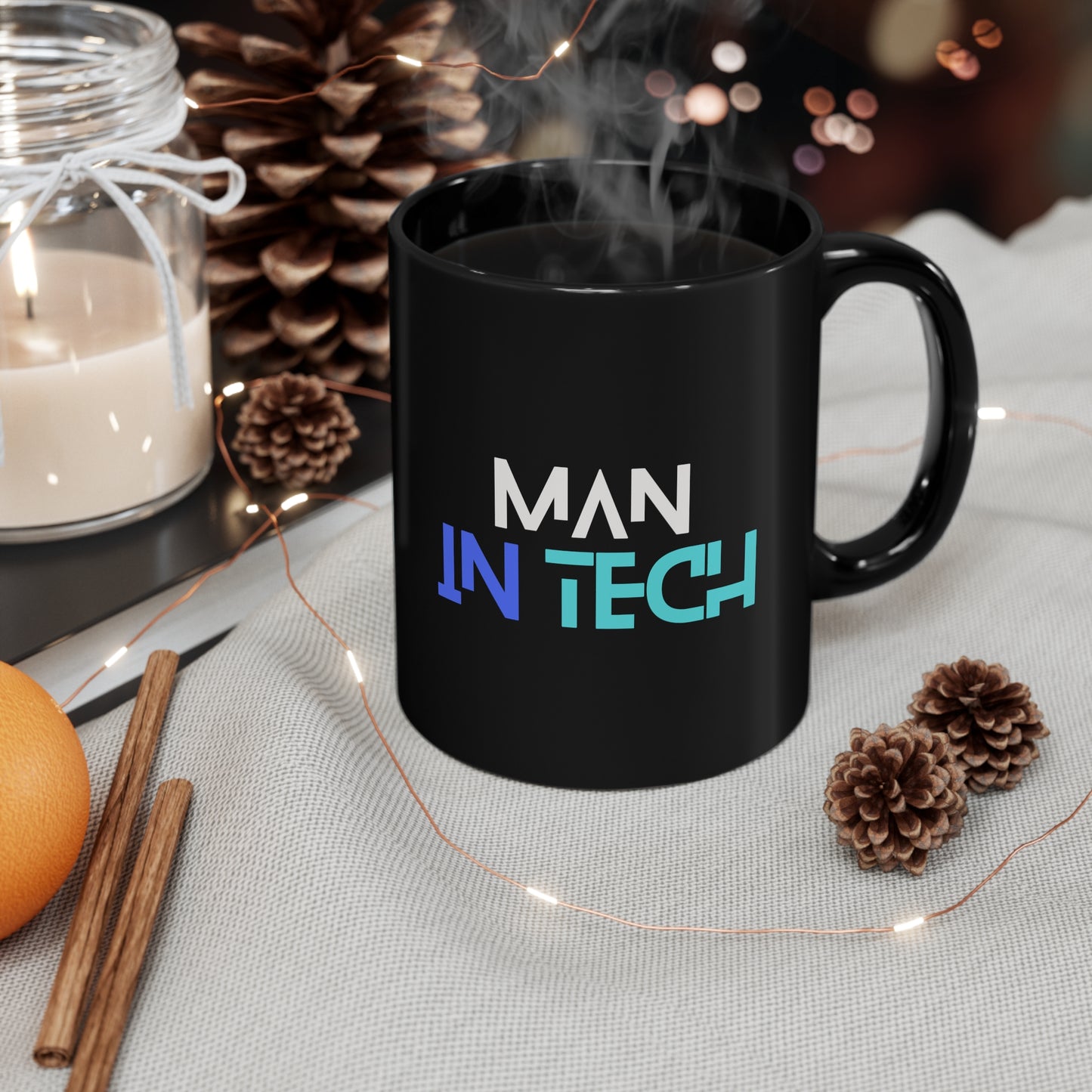Man In Tech 11oz Black Mug