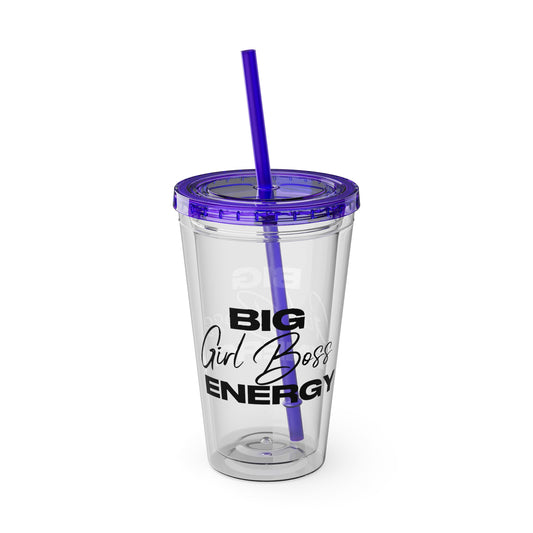 Big Girl Boss Energy Sunsplash Tumbler with Straw, 16oz (Multiple Colors)
