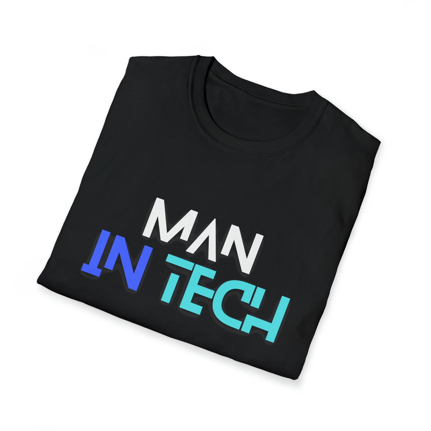 Man In Tech Unisex Softstyle T-Shirt (Black)